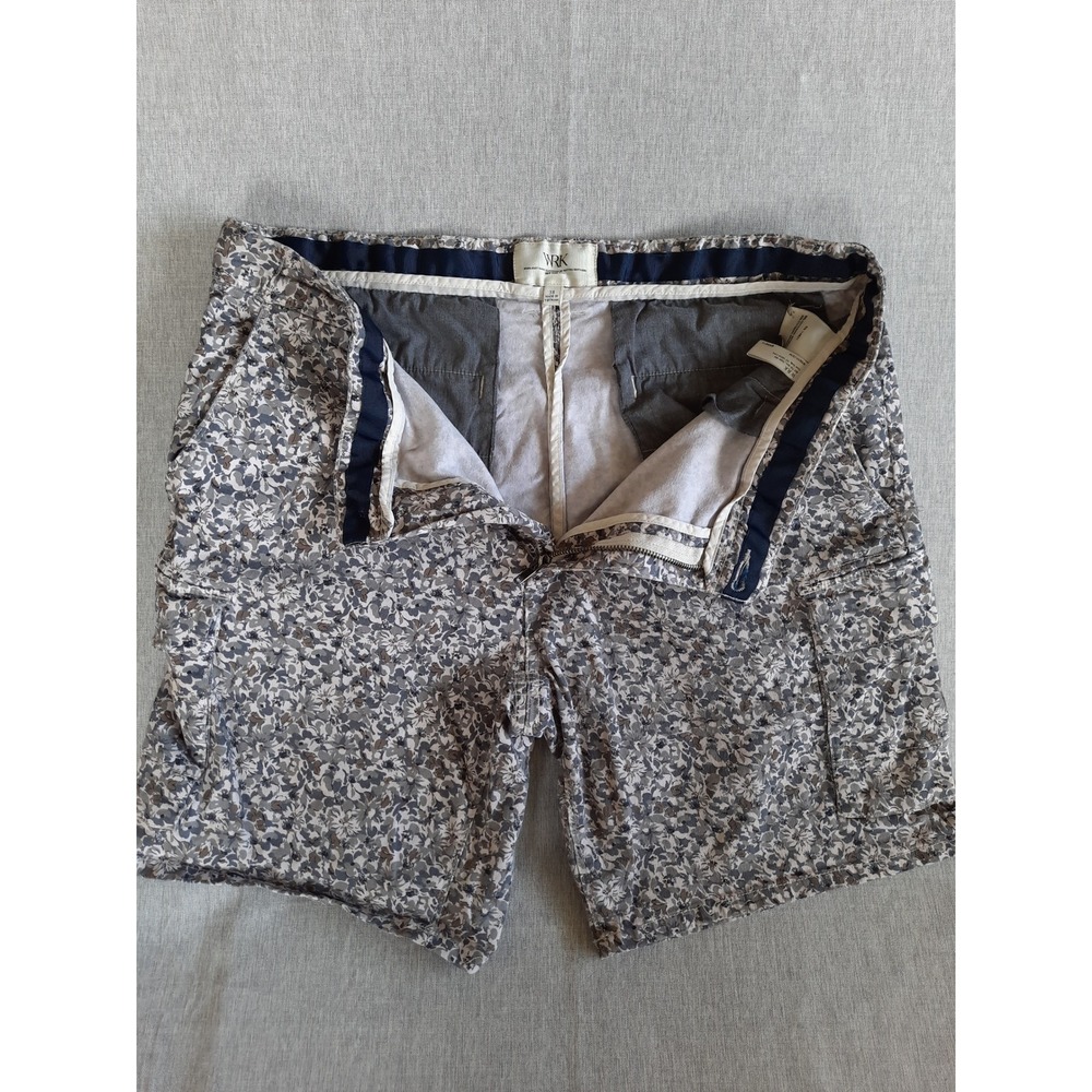 W.R.K Men 38 Floral Utility Cargo Spandex Belted Zip Fly Short Cotton Blend Gray